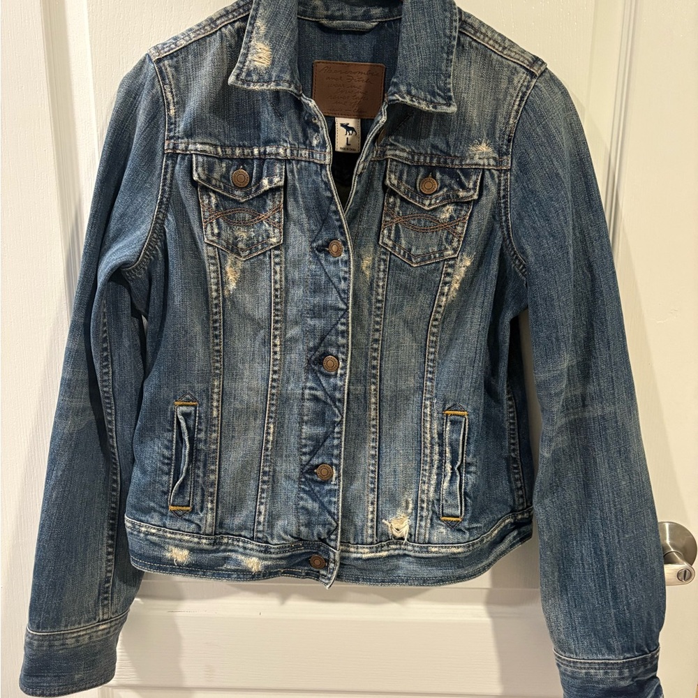 Abercrombie & Fitch Distressed Blue Jean Jacket